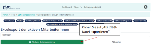 Excelexport der aktiven Mitarbeiterlnnen